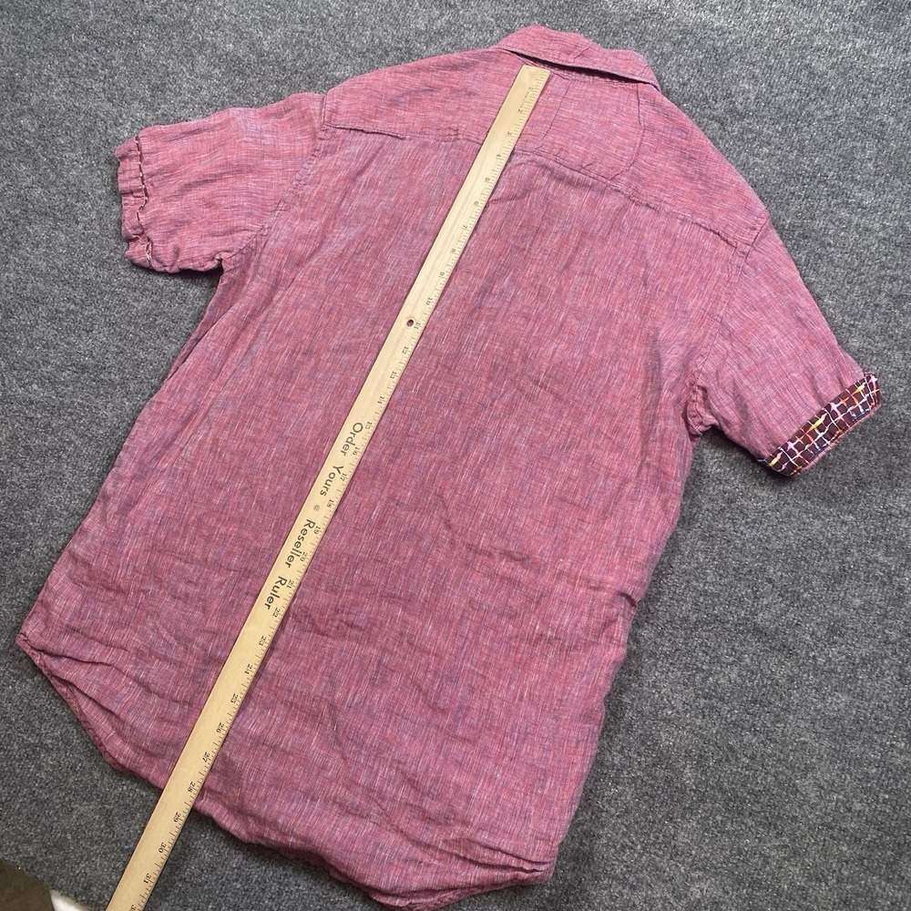 Robert Graham 100% Linen Flip Cuff Short Sleeve Button Shirt Mens Small Designer - Picture 6 of 7